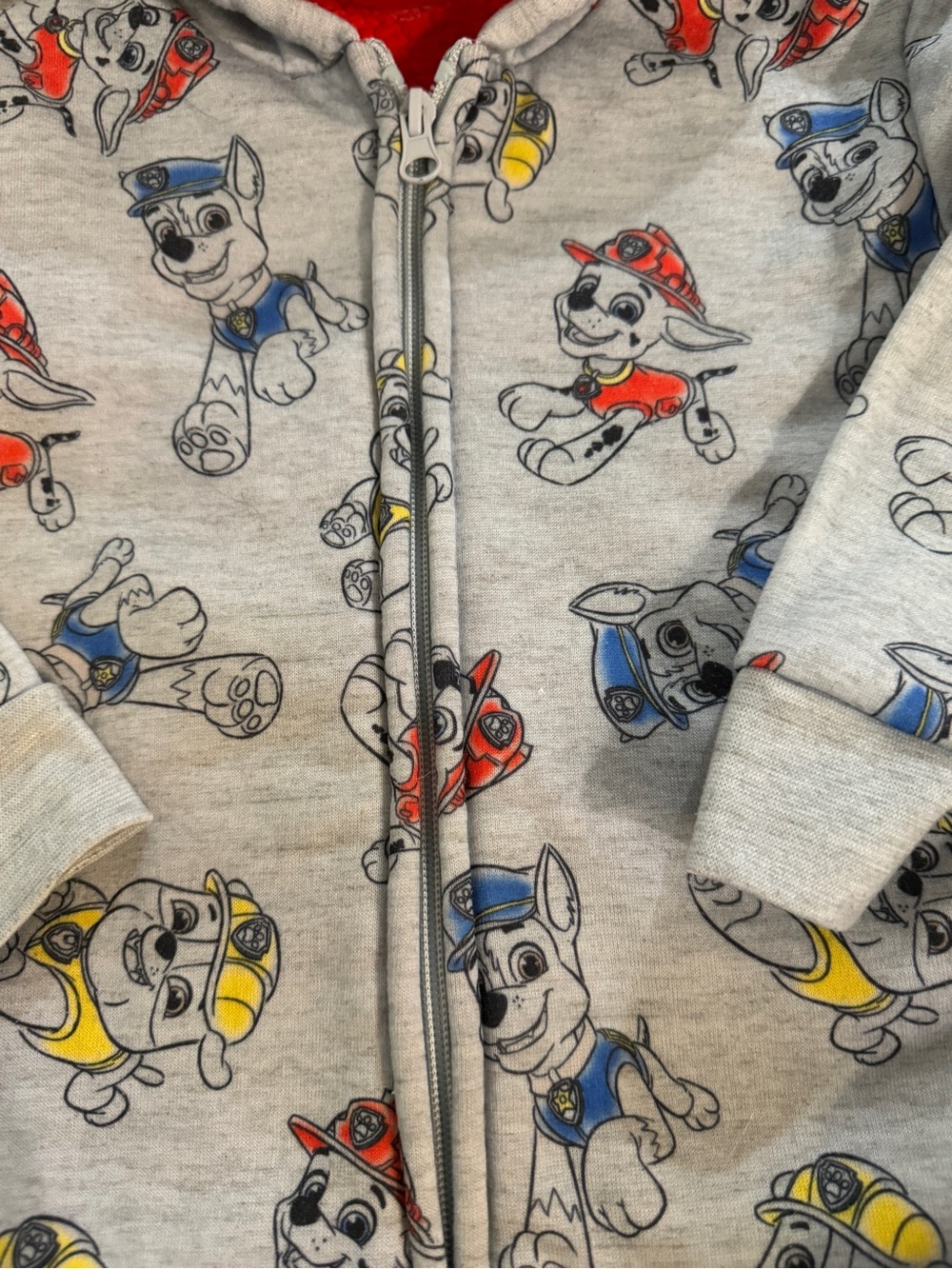 Nickelodeon Paw Patrol Sherpa Lined Zip Hoodie Jacket Gray Red Toddler Boys 5T - Picture 4 of 5